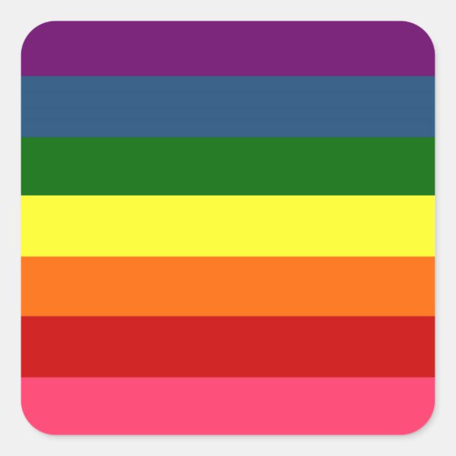 Rainbow Horizontal Stripes Square Sticker (Front)