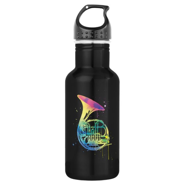 Rainbow Horn Design for French Horn Players 532 Ml Water Bottle (Front)