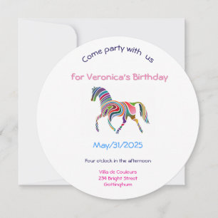 rainbow horse birthday party invitation