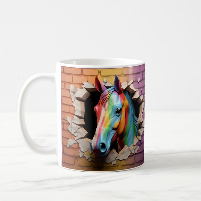 Rainbow Horse Breaking Out  Coffee Mug (Left)