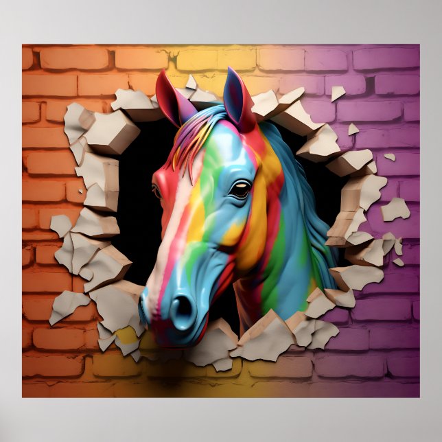 Rainbow Horse Breaking Out Print Poster Artwork (Front)