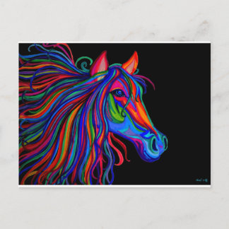 rainbow horse head postcard