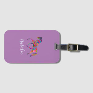Rainbow horse no2  - your name luggage tag