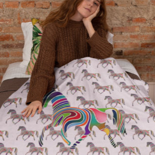 Rainbow horse pattern  - fleece blanket