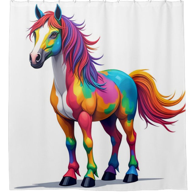 Rainbow Horse Shower Curtain (Front)