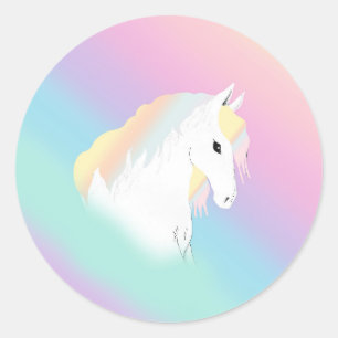 Rainbow Horse Unicorn Equestrian Girly Classic Round Sticker
