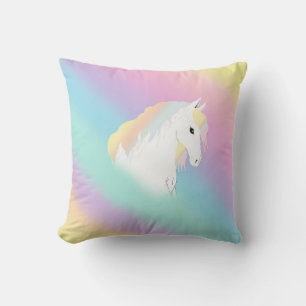 Rainbow Horse Unicorn Equestrian Girly Cushion