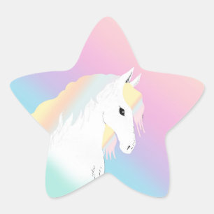Rainbow Horse Unicorn Equestrian Girly Star Sticker