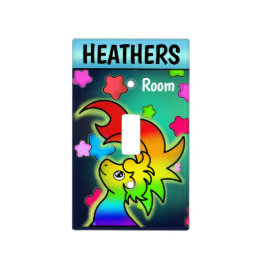 Rainbow Horse with Midnight Pastel Stars Light Switch Cover