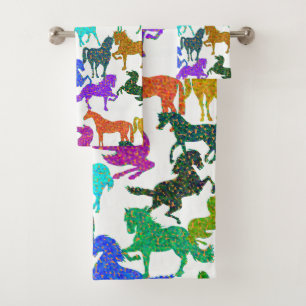 Rainbow Horses Bath Towel Set