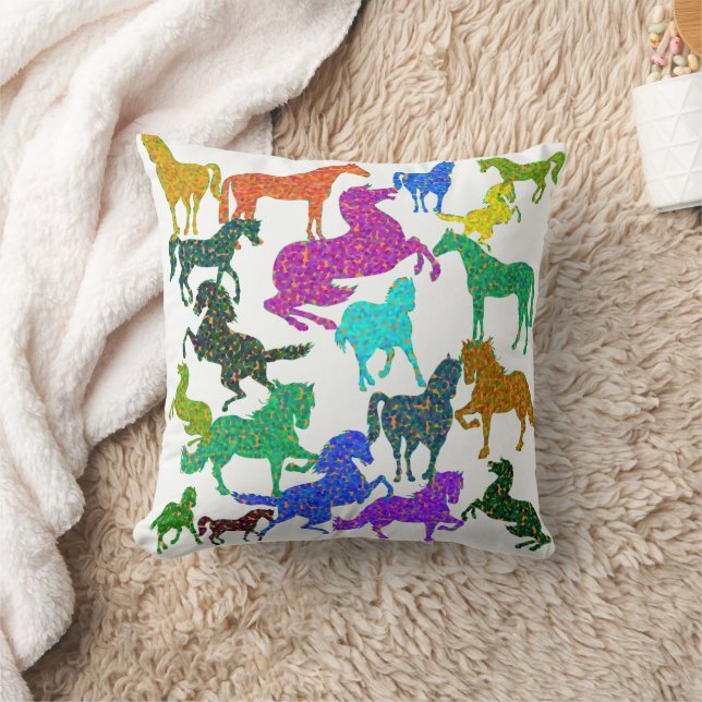 Rainbow Horses - "Dotty about Horses!" Cushion (Blanket)