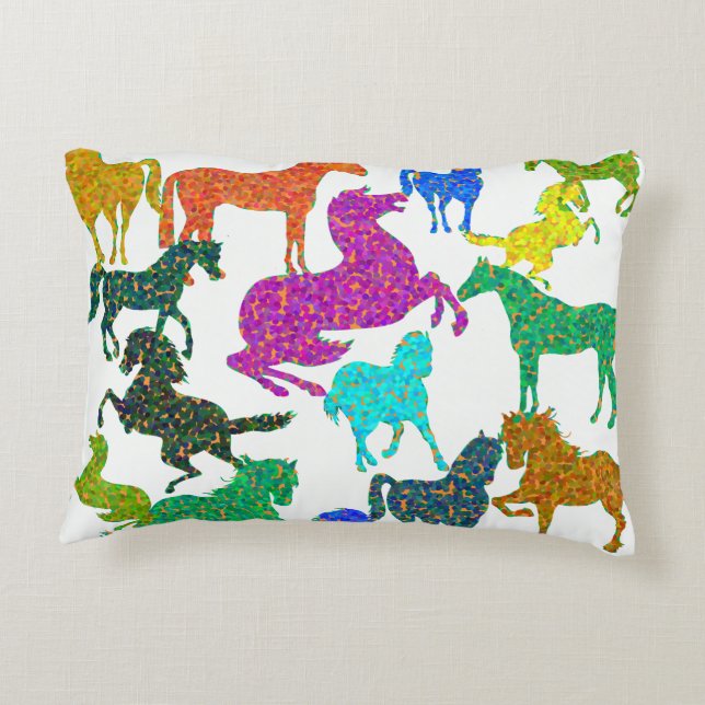 Rainbow Horses - "Dotty about Horses!" Decorative Cushion (Back)