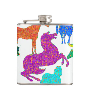 Rainbow Horses - "Dotty about Horses!" Hip Flask