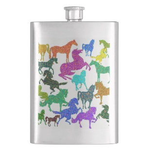 Rainbow Horses - "Dotty about Horses!" Hip Flask