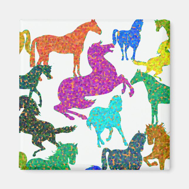 Rainbow Horses - "Dotty about Horses!" Magnet (Front)