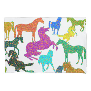 Rainbow Horses - "Dotty about Horses!" Pillow Case