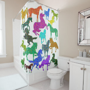 Rainbow Horses - "Dotty about Horses!" Shower Curtain