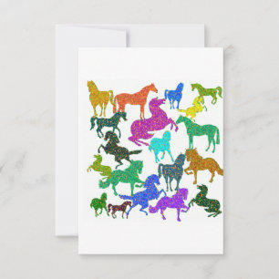Rainbow Horses - "Dotty about Horses!" Thank You Card