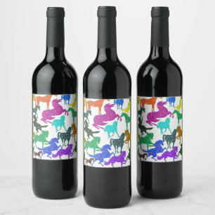 Rainbow Horses - "Dotty about Horses!" Wine Label