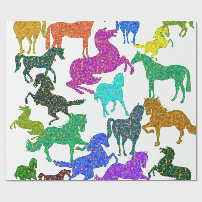 Rainbow Horses - "Dotty about Horses!" Wrapping Paper (Flat)