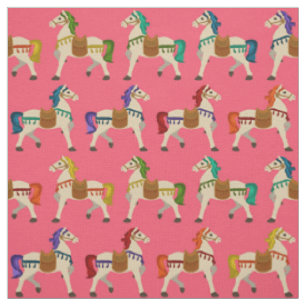 rainbow horses pink fabric