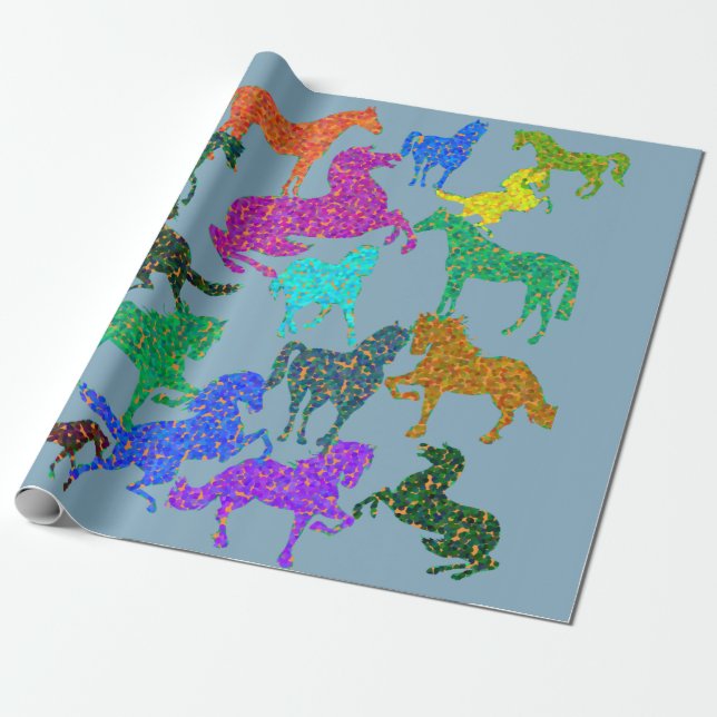 Rainbow Horses -  Wrapping Paper (Unrolled)