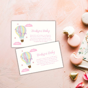 Rainbow Hot Air Balloon Books For Baby Shower Enclosure Card