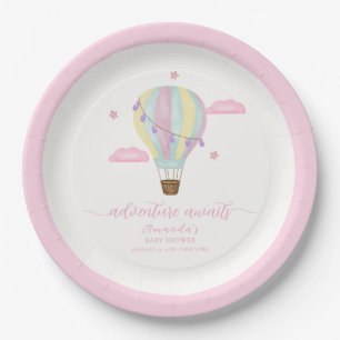Rainbow Hot Air Balloon Cloud Star Baby Shower Paper Plate