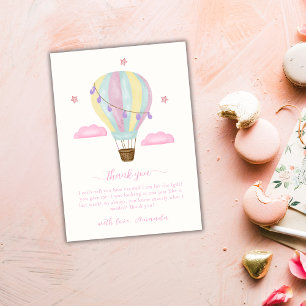 Rainbow Hot Air Balloon Cloud Star Baby Shower Thank You Card