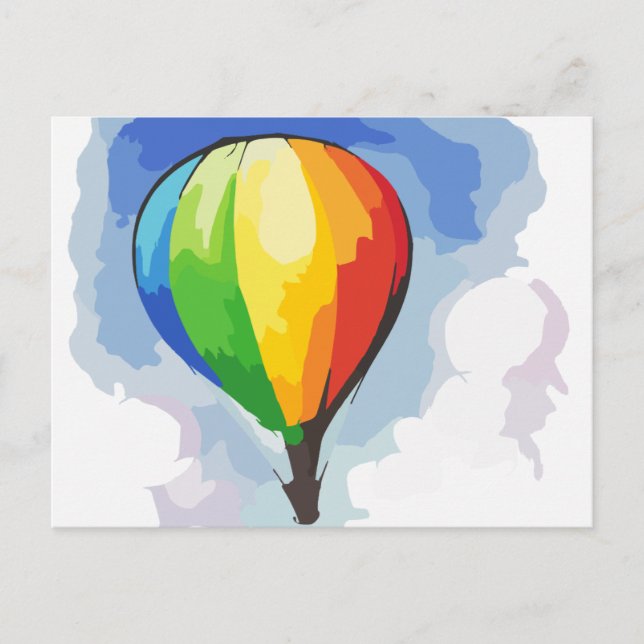 Rainbow Hot Air Balloon Postcard (Front)