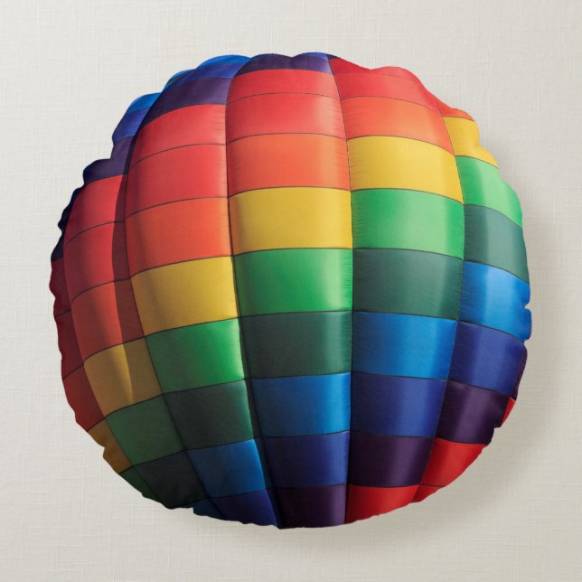 Rainbow Hot Air Balloon Round Cushion (Front)