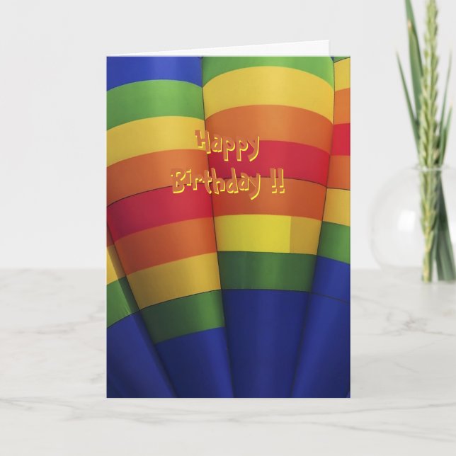 Rainbow Hot Air Ballooning birthday card (Front)