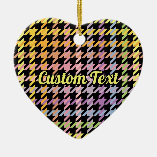 Rainbow Houndstooth Pattern Ceramic Ornament (Front)