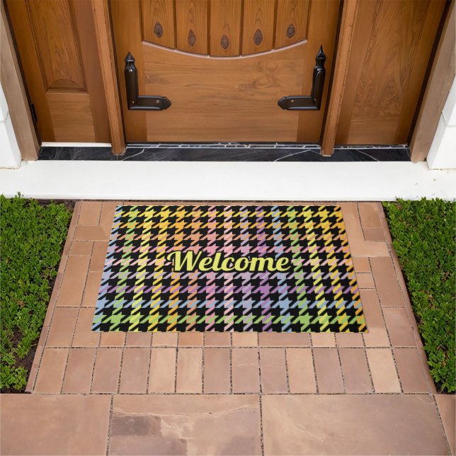 Rainbow Houndstooth Pattern Doormat (Outdoor)