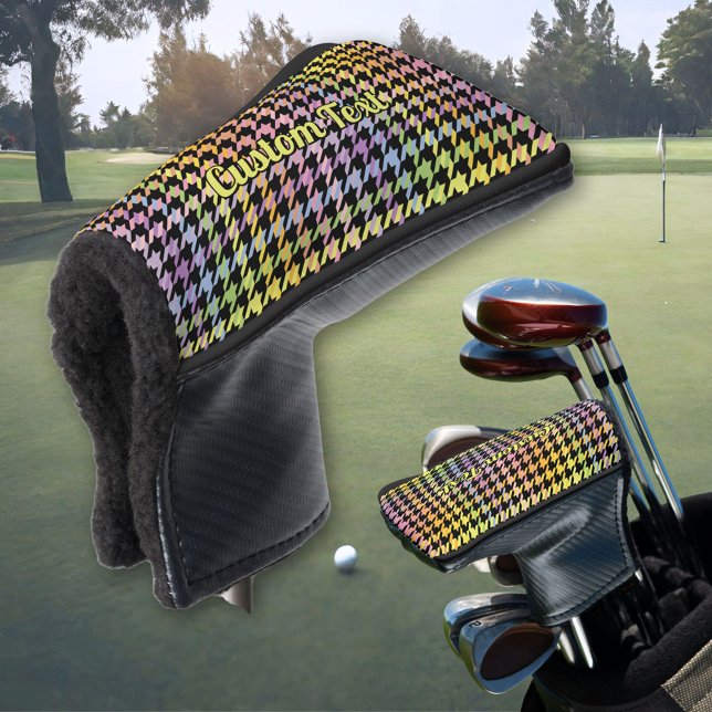Rainbow Houndstooth Pattern Golf Head Cover (Creator Uploaded)
