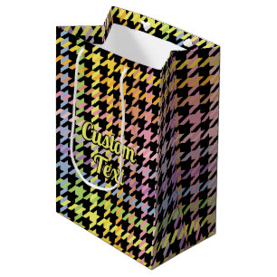 Rainbow Houndstooth Pattern Medium Gift Bag