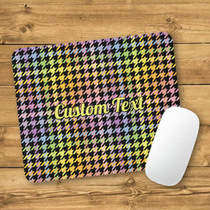 Rainbow Houndstooth Pattern Mouse Pad