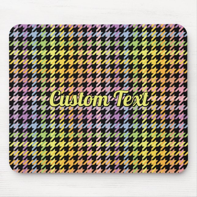 Rainbow Houndstooth Pattern Mouse Pad (Front)