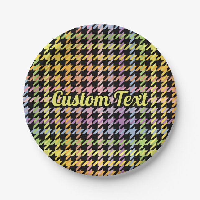 Rainbow Houndstooth Pattern Paper Plate (Front)