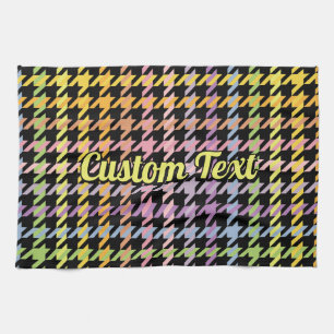 Rainbow Houndstooth Pattern Tea Towel