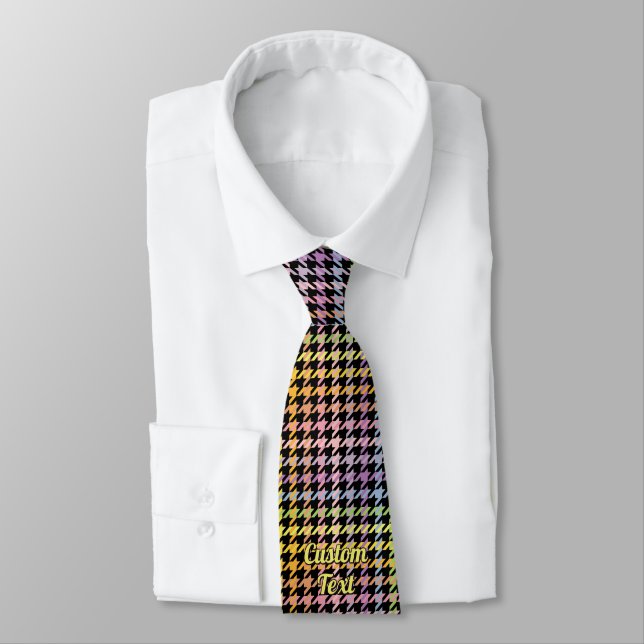 Rainbow Houndstooth Pattern Tie (Tied)