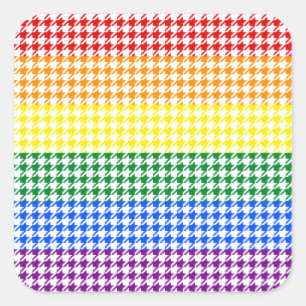 Rainbow Houndstooth Square Sticker