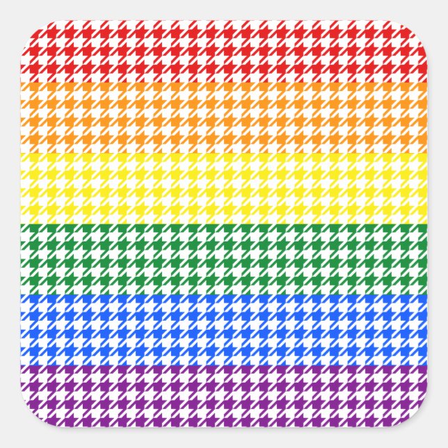 Rainbow Houndstooth Square Sticker (Front)