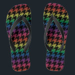 Rainbow houndstooth thongs<br><div class="desc">This stylish houndstooth featuring black and rainbow is a must have. Change the size of the houndstooth by customising to create your signature look. Add a monogram too! Look for coordinating accessories. These are perfect for weddings as a change to comfortable footwear during the reception.</div>