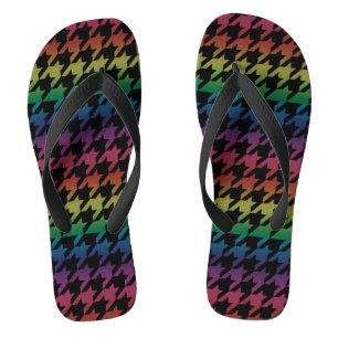 Rainbow houndstooth thongs