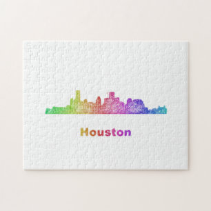 Rainbow Houston skyline Jigsaw Puzzle