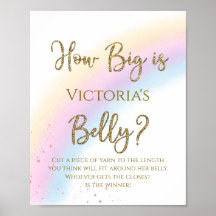 Rainbow How Big is Mommys Belly Baby Shower Game