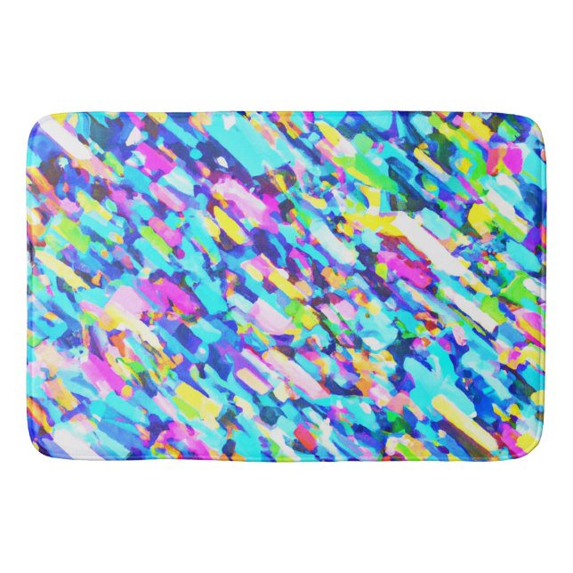 Rainbow-hued Abstract Art Bath Mat (Front)
