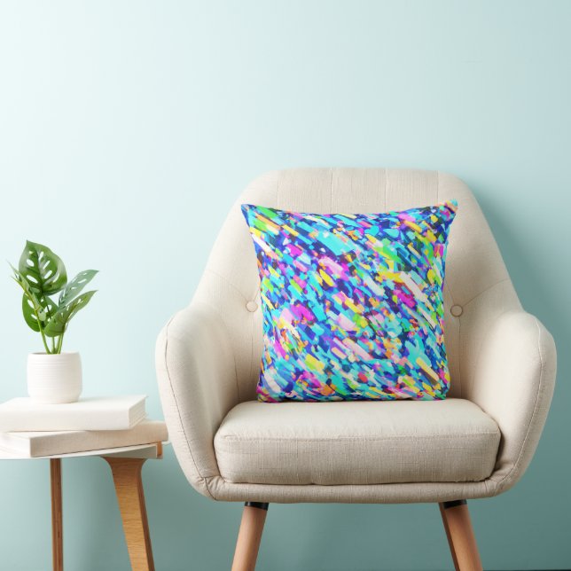Rainbow-hued Abstract Art Cushion (Chair)