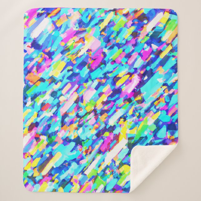 Rainbow-hued Abstract Art Sherpa Blanket (Front)
